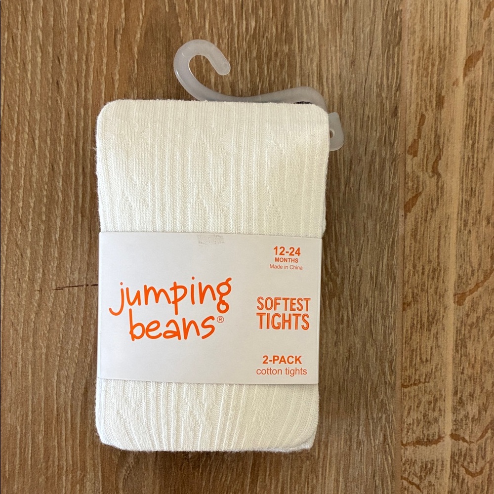 Jumping Beans Black and White Cotton Tights 2-Pack 12-24M NWT